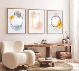Wallity Huhu125 Cuadro Decorativo enmarcado en MDF (3 piezas) 30 x 40 cm